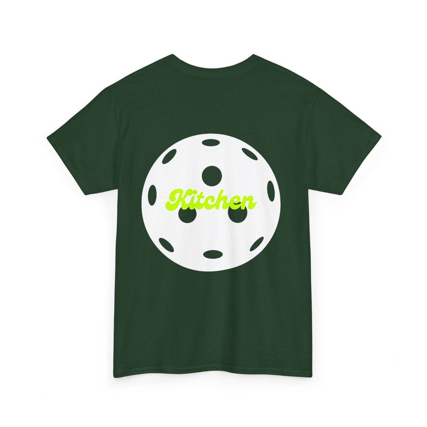 Kitchen Pickleball Tee shirt forest green back