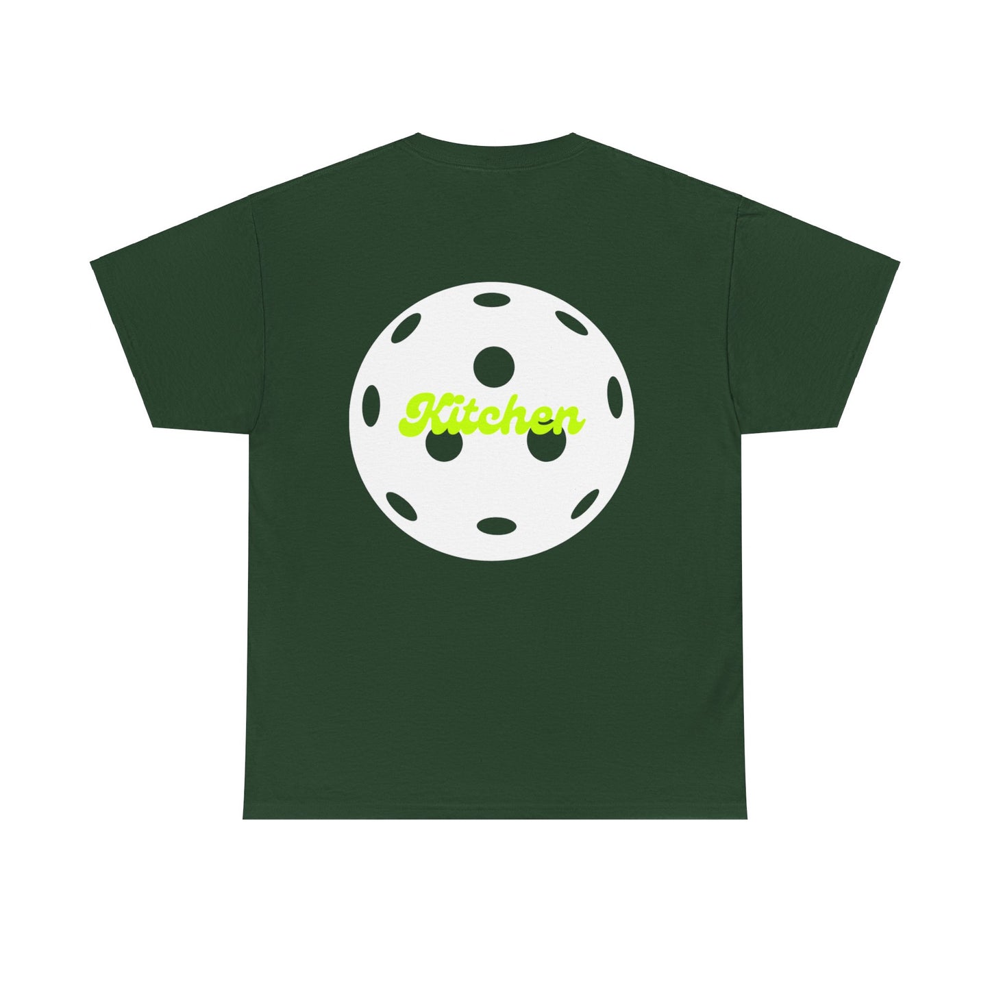 Kitchen Pickleball Tee shirt forest green back