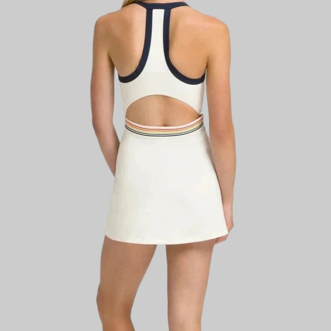 Kitchen Women's ON Court Pickleball Dress- White & Navy
