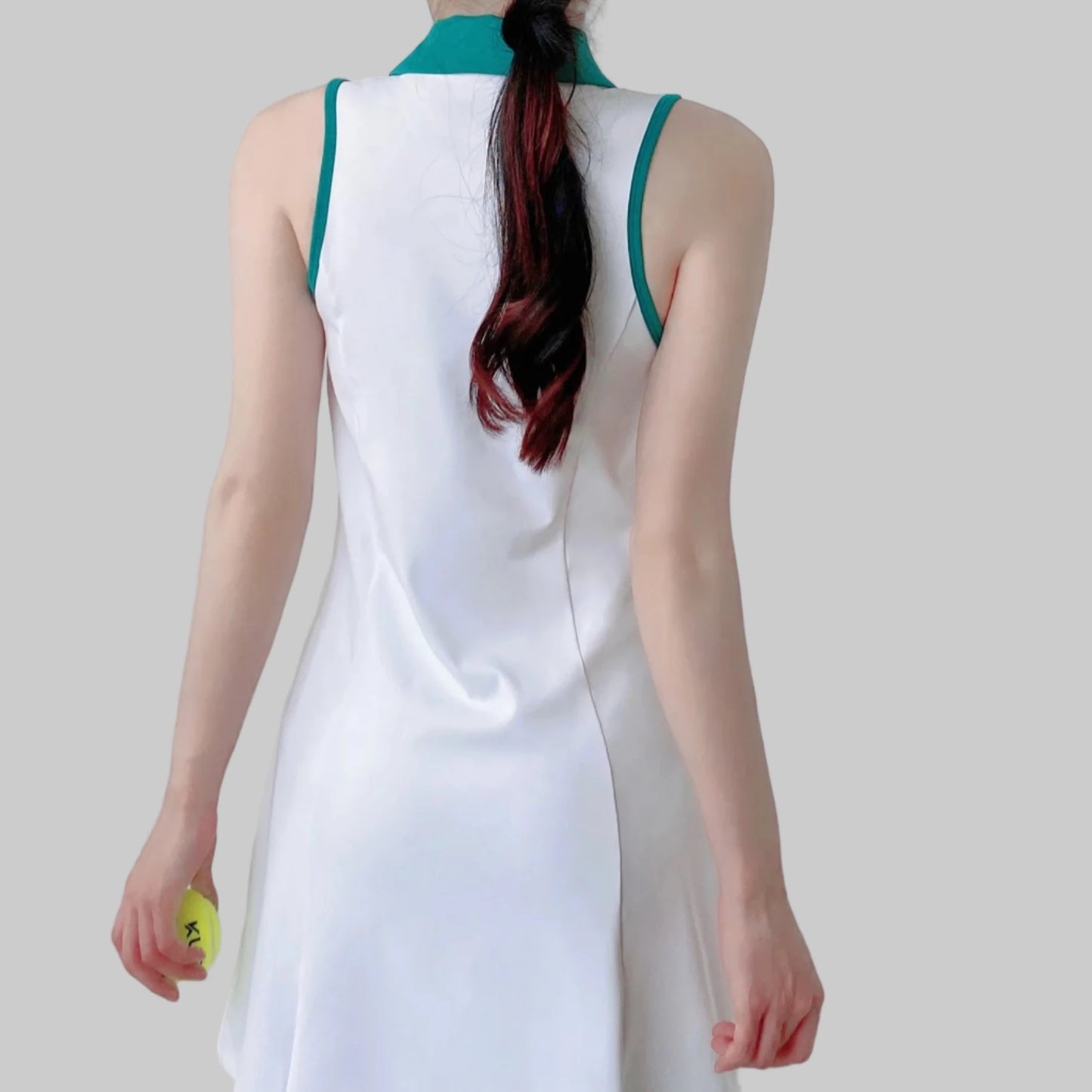 Kitchen Women's ON Court Pickleball Dress- White & Light Green