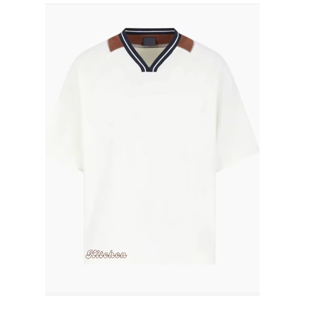 Varsity Luxe On and Off Court Tee – Off White with Contrast Collar