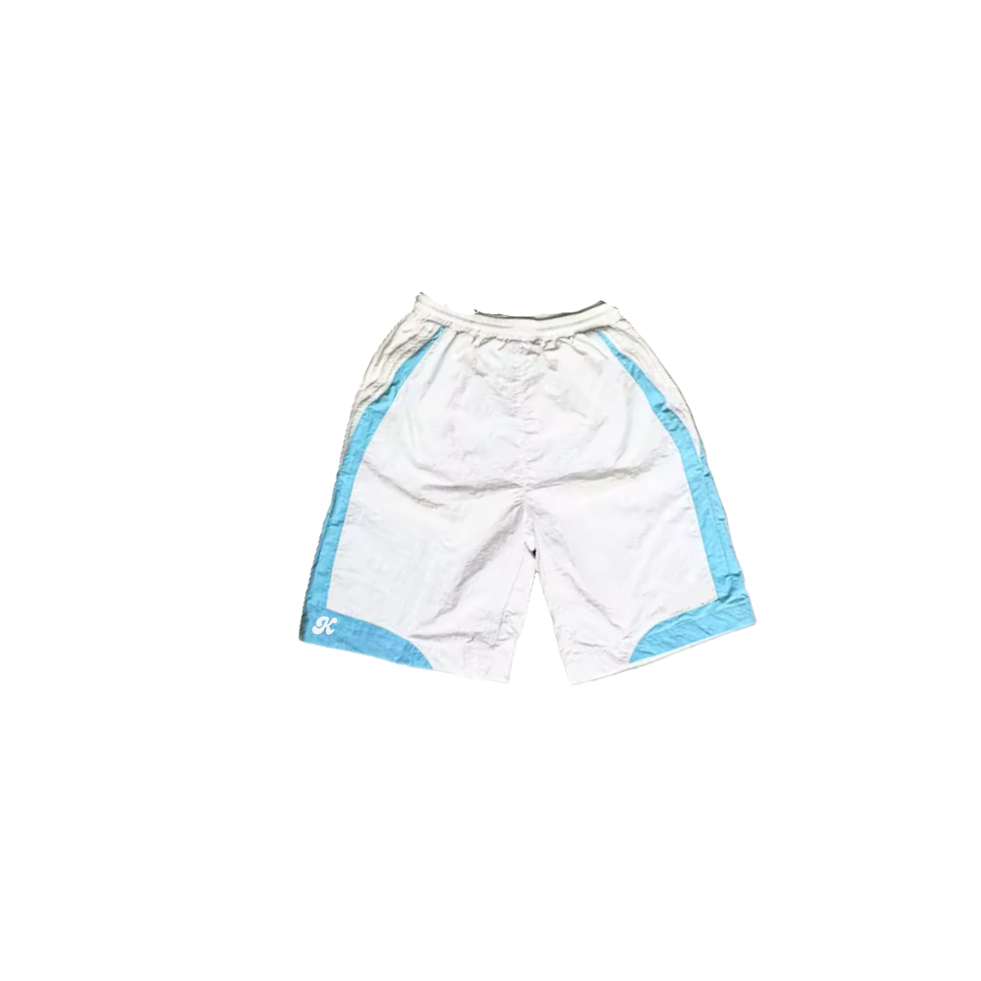 Kitchen Icy Court Shorts – White & Sky Blue Nylon