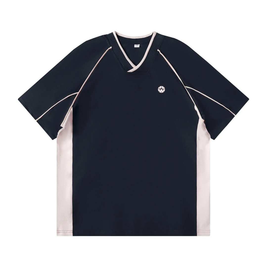 Kitchen Performance Pickleball V-Neck Stitch Tee Shirt –- Navy & White
