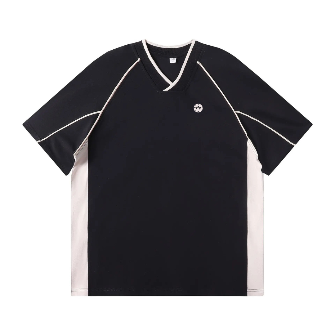 Kitchen Performance Pickleball V-Neck Stitch Tee Shirt –- Black & White