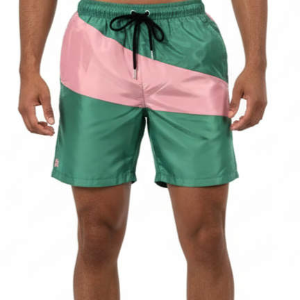Kitchen Blocked Court Shorts – Pink & Green Nylon