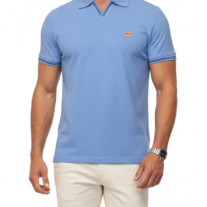 Kitchen On Court Heritage Pickleball Polo- Sky Blue
