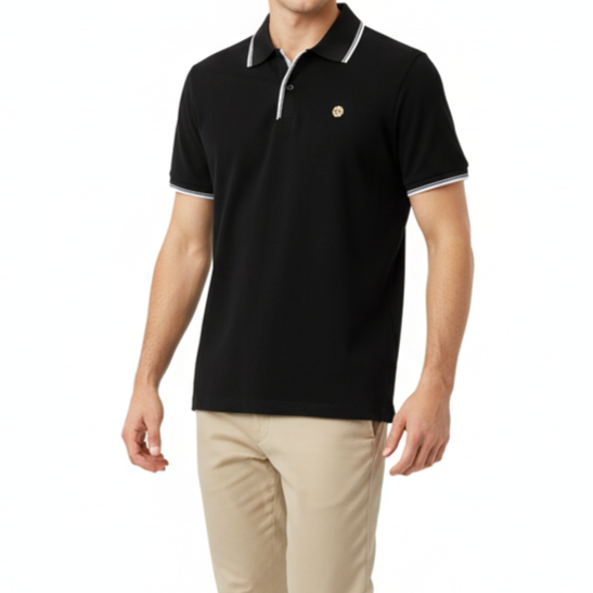 Kitchen On Court Heritage Pickleball Polo- Black