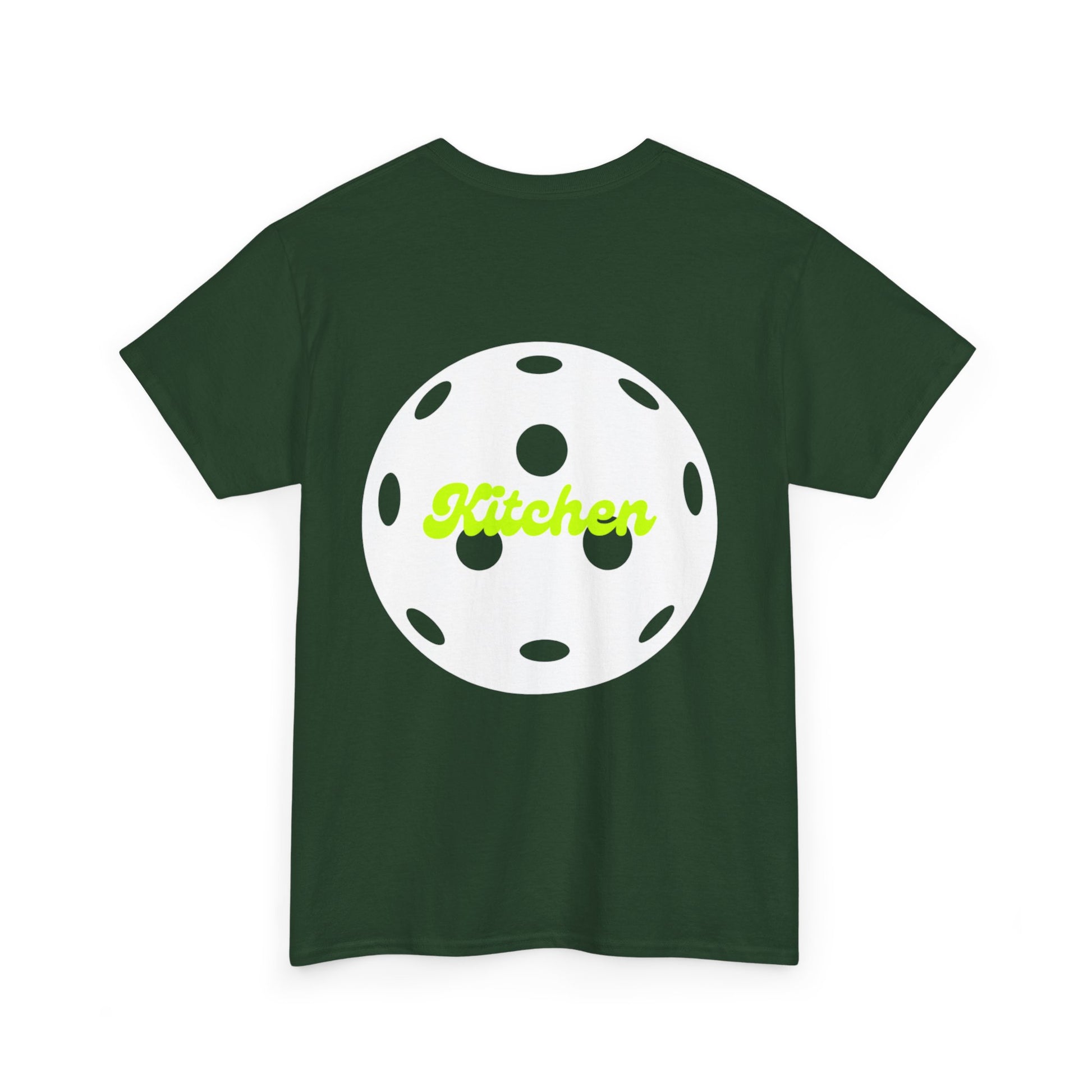 Kitchen Pickleball Tee shirt forest green back 