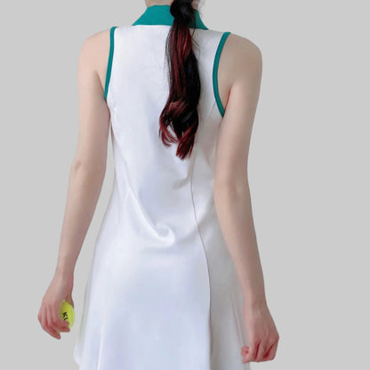 Kitchen Women's ON Court Pickleball Dress- White & Light Green