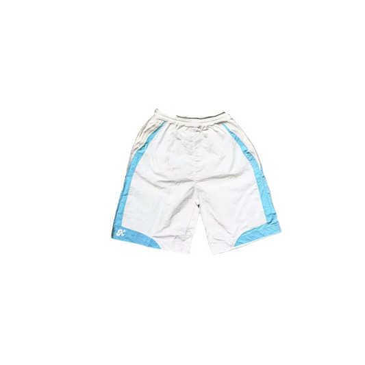 Kitchen Icy Court Shorts – White & Sky Blue Nylon